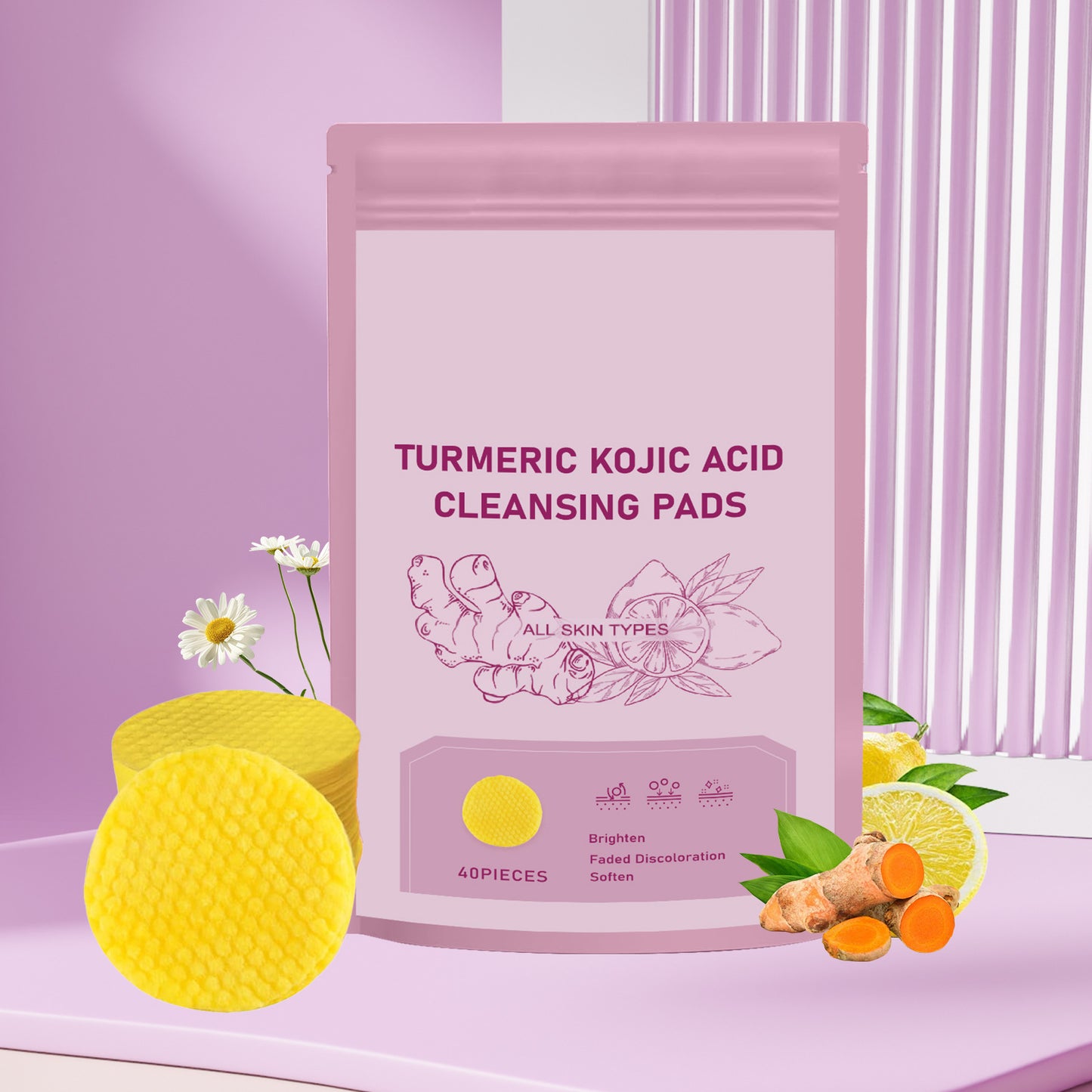 Premium Korean Cleansing Pads with Kojic Acid & Turmeric